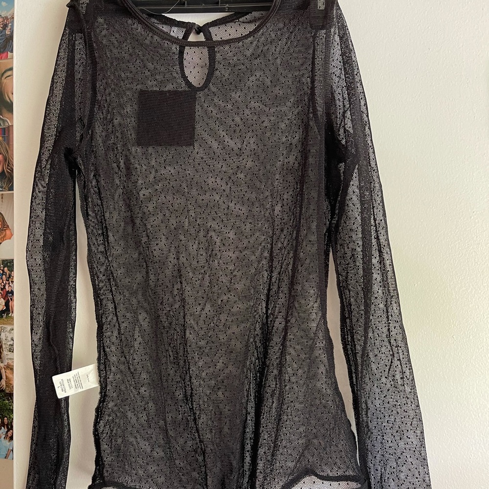 Long Sleeve Black Mesh Bodysuit